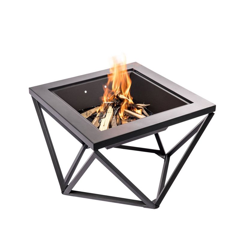 24&#34; Outdoor Wood Burning Square Fire Pit Gray - Teamson Home, 4 of 16