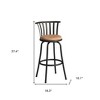 HomeRoots Set of Two 29" Brown and Black Microfiber and Metal Low Back Bar Height Swivel Bar Chairs - 3 of 4
