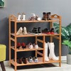 Costway 4 Tier Multifunction Bamboo Shoe Rack Boot Tower Shelf Storage Organizer Stand - 3 of 4