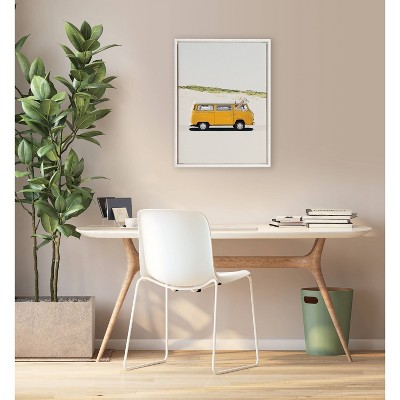 18x24 White Beaded Frame Giraffe Adventure Canvas Print