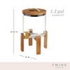 Twine Modern Manor Beverage Dispenser, Glass Carafe, Collapsible Wood Stand, Bronze Spigot, Beverage Service, 1.3 Gallons, Set of 1 - 3 of 4