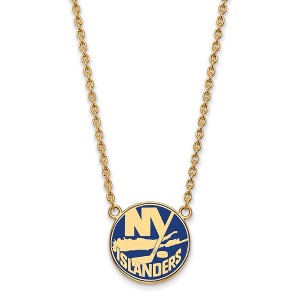 Black Bow Jewelry 14k Yellow Gold Plated Sterling Silver New York Islanders NHL Necklace 18 Inch - 1 of 4
