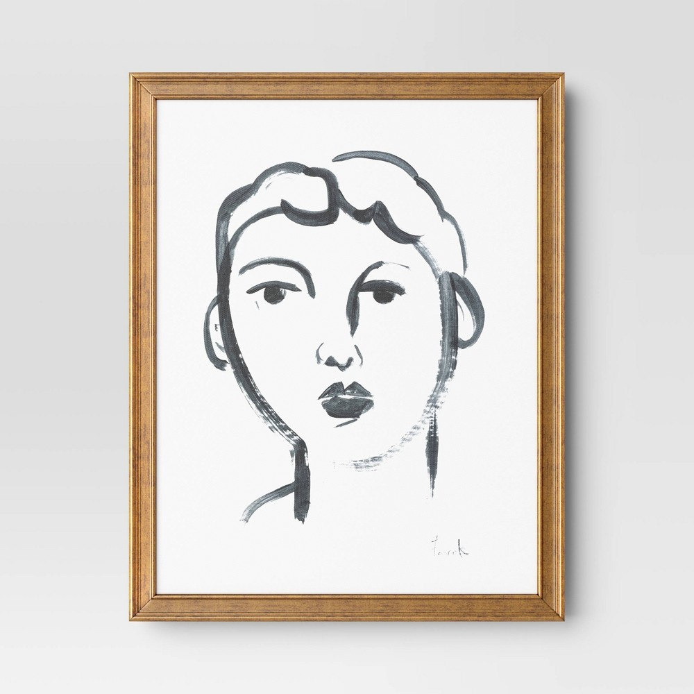 16" x 20" Attitude Framed Wall Canvas with Mat - Threshold : Vertical Painting, Polystyrene Gold Frame, Sawtooth Back Mount