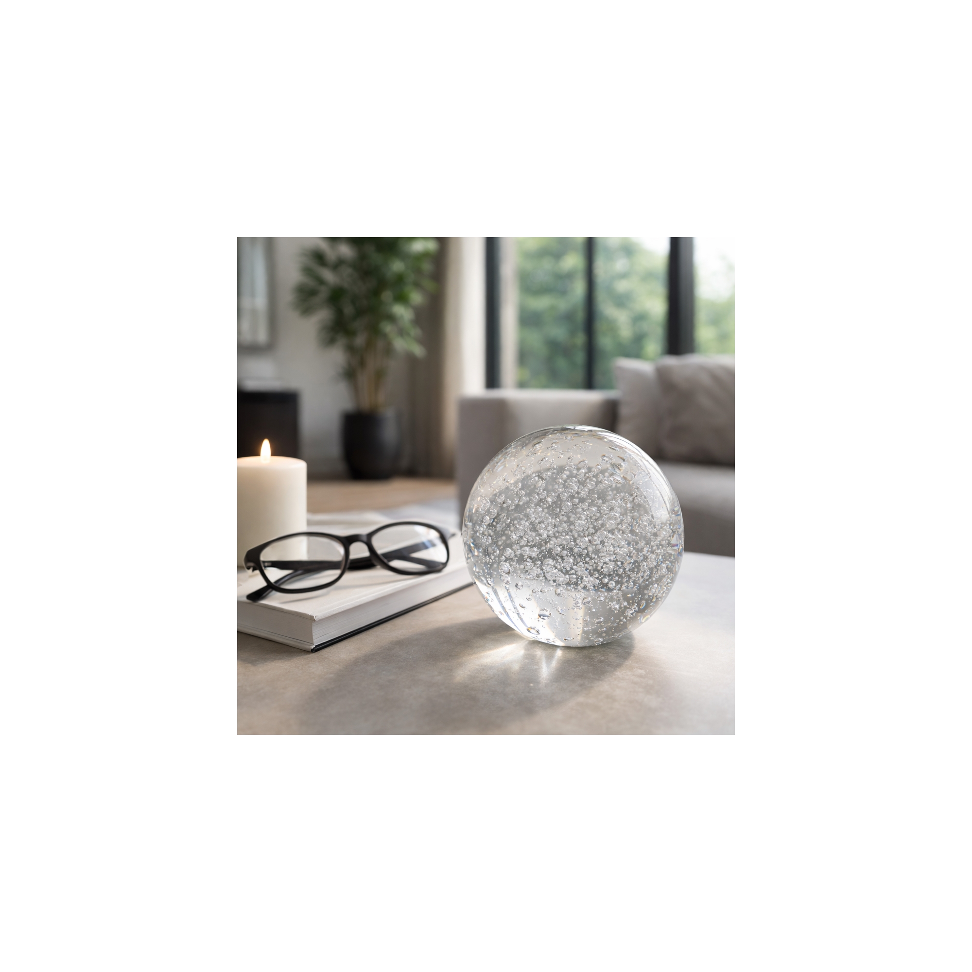 Decorative Crystal Orb Ball for Home Decor - 4", Clear & Frost