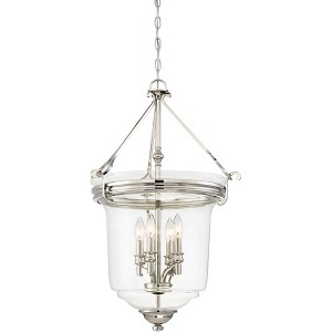 Minka Lavery Polished Nickel Pendant Chandelier 19 3/4" Wide Modern Clear Glass Shade 4-Light Fixture for Dining Room House Foyer - 1 of 2