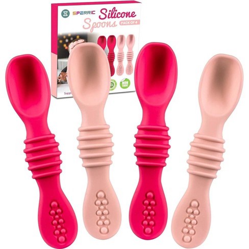 Silicone Baby Spoons For Baby Led Weaning 4-pack, First Stage Baby Feeding  Spoon Set Gum Friendly Bpa Lead Phthalate And Plastic Free (pink) : Target