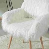 Racxily WHITE Faux Fur Dining&Side Chair -Soft Cushion Seat/Back,Beech Metal Legs with Floor Protectors,Cozy Elegant Style for Dining/Guest Rooms - 4 of 4