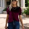 Amaryllis Women's Short-Sleeve Velvet Puff Sleeve Top Elegant Crew Neck  Texture - 3 of 4