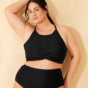 Women's High Neck Twist-Front Longline Bikini Top - Shade & Shore™ - 1 of 4