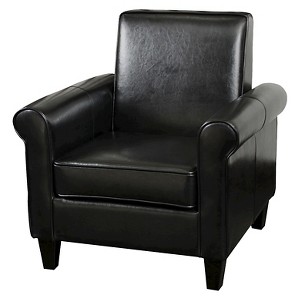 Freemont Bonded Leather Club Chair - Black - Christopher Knight Home