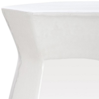 White Hexagon Ceramic Indoor Outdoor Garden Stool