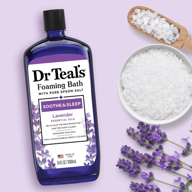 Dr Teal&#39;s Soothe &#38; Sleep Lavender Foaming Bubble Bath - 34 fl oz, 4 of 14