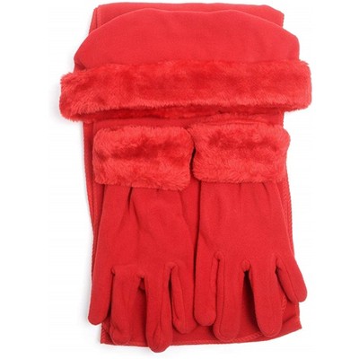 Women's Solid Fleece 3-Piece gloves scarf Hat Winter Set, 1 Pack Or 2 Pack