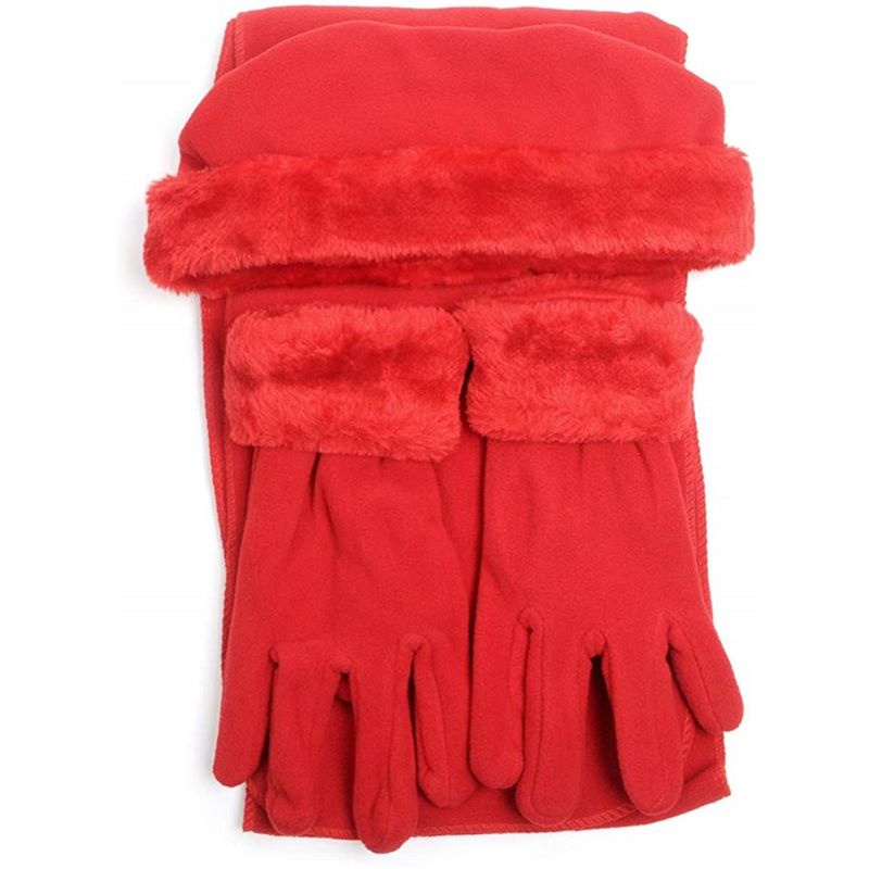 Women's Solid Fleece 3-Piece gloves scarf Hat Winter Set, 1 Pack Or 2 Pack, 1 of 5