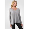 J CASHMERE Women's 100% Cashmere Slouchy Dolman Sleeve Double V Neck Sweater - 4 of 4