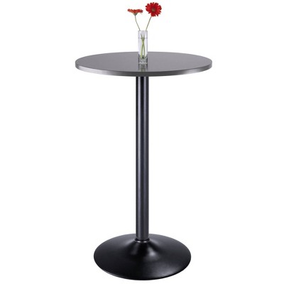 Slate Gray and Black Round Counter Height Pub Table