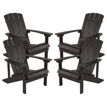 Merrick Lane Set of 4 All-Weather Poly Resin Wood Adirondack Chairs
