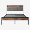 TOAOTBNBO Vintage Queen Bed Frame with Charging Station, Comfortable Queen Beds with Storage Headboard, Upholstered Queen Size Bed for Sleep - 2 of 4