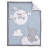 Disney Dumbo Sweet Little Baby Light Blue, Gray, and White Storks, Stars, Clouds and Moon 3 Piece Nursery Crib Bedding Set - 2 of 4