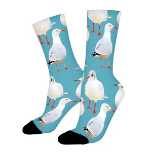 Watercolor Seagulls Women Printed Crew Socks Funny Funky Socks Soft Polyester Novelty Gifts for Artists Men - 1 of 1