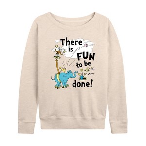 Women's - Dr. Seuss - Fun To Be Done Lightweight French Terry Wide Neck Long Sleeve Shirt - 1 of 4