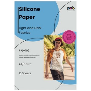 PPD Light and Dark Silicone Paper for Heat Transfer 8.5x11" 10 sheets for Iron or Heat Press Machine - 1 of 4
