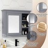 30x28 inch Gray Wall Mounted Bathroom Storage Medicine Cabinet with Mirror and 3 Open Shelves - 4 of 4