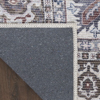 Olive Ivory Floral Medallion Washable Cotton Chenille Area Rug 8x10