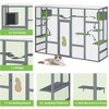 COZIWOW Outdoor Cat Enclosure, Catio Pet Safe House, 104" Extra Large Indoor Window Box with 7 Platforms, Resting Houses, and Walk-In Door, Grey - 3 of 4
