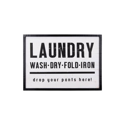 28" x 20" Laundry Wood Framed Wall Canvas Art White - 3R Studios