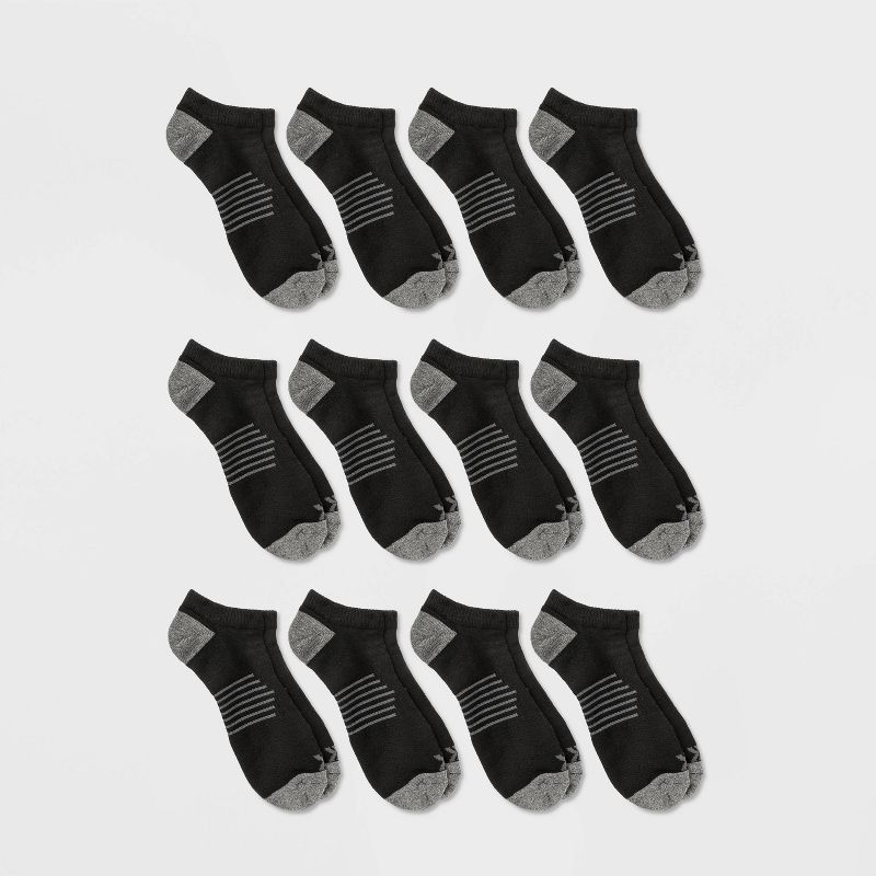 Men's No Show Striped Athletic Socks 12pk - All in Motion™ 6-12, 1 of 7