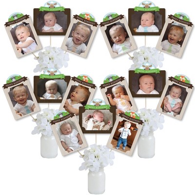 Big Dot of Happiness Woodland Creatures - Birthday Party Picture Centerpiece Sticks - Photo Table Toppers - 15 Pieces