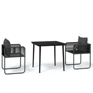 vidaXL Patio Dining Set Black Outdoor Furniture - 31.5" Table Length 2 Piece - 1 of 4