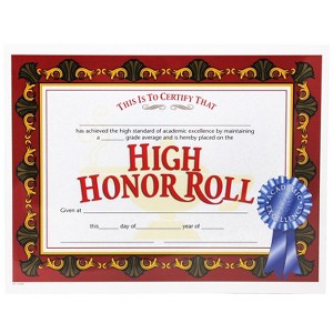 Hayes High Honor Roll Certificate 8.5" x 11" Pack of 30 (H-VA586) - 1 of 1