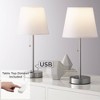 360 Lighting Justin Modern Accent Table Lamps 18" High Set of 2 Silver with USB Charging Port and Table Top Dimmers White Shade for Bedroom Home Desk - 2 of 4