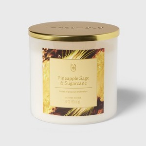 3-Wick Glass Jar Candle with Lid Pineapple Sugarcane 19oz - Threshold™ - 1 of 3