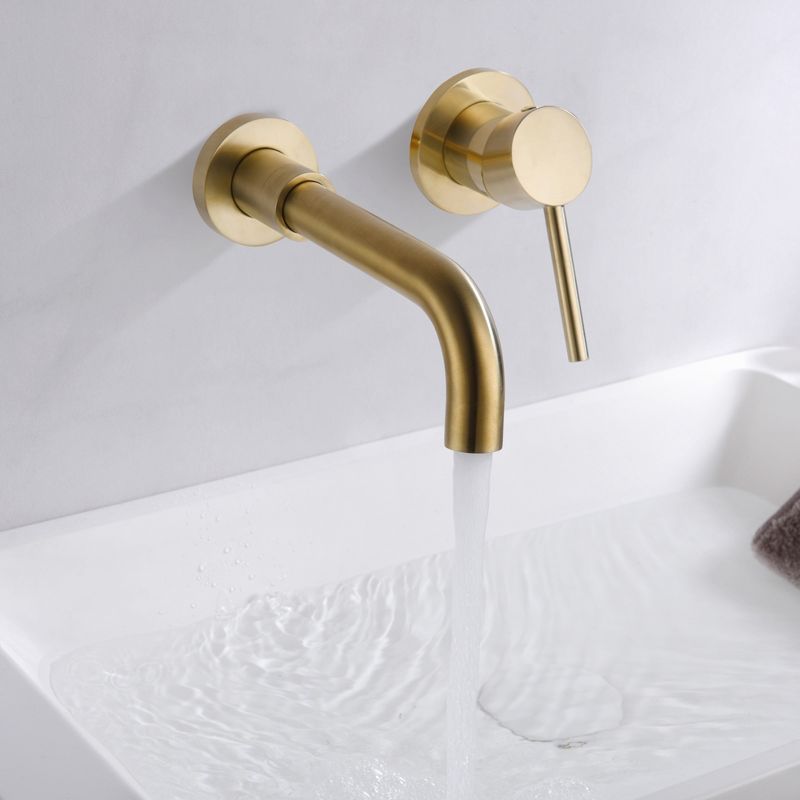Sumerain Wall Mount Bathroom Faucet Brushed Gold,Single Handle with Brass Rough-in Valve, 2 of 8