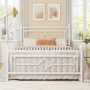 Allewie Metal Platform Bed Frame with Victorian Vintage Headboard and Footboard/Mattress Foundation/Under Bed Storage/No Box Spring Needed/Noise-Free/Easy Assembly - 1 of 4