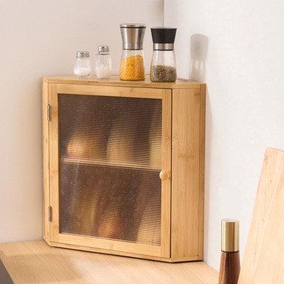 VEVOR Corner Bread Box for Kitchen Counter, Double Layer Large Capacity Bamboo Bread Storage Container, Farmhouse Wooden Breadbox, Brown — фото 2