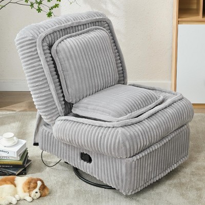 NicBex Modern Swivel Rocking Single Sofa with Adjustable Backrest & Footrest, Fluffy Recliner Chair for Living Room & Bedroom