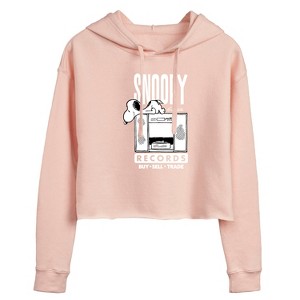 Women's - Peanuts - Snoopy Records Cropped Graphic Hoodie - 1 of 3
