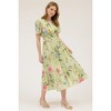 August Sky Women's Split Neck Smocked Tiered Floral Midi Dress - 3 of 4