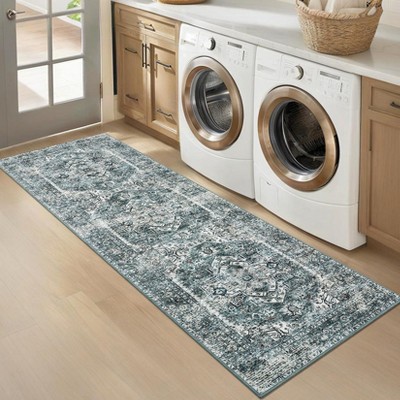 WhizMax Vintage Rug Washable Rug Floral Print Area Rug