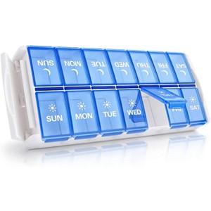 TookMag Weekly Medicine Pill Organizer Twice a Day, Easy Fill AM/PM Pill Box, Quick-Refill 7 Day Pill Cases for Vitamin,Fish Oil, Supplements, Black - 1 of 4