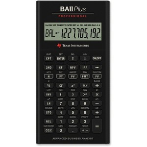 Texas Instruments Plus Professional Calculator 32 Cash Flows 3"x6"x3/5" BK BAIIPLUSPRO - 1 of 1