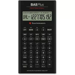 Texas Instruments Plus Professional Calculator 32 Cash Flows 3"x6"x3/5" BK BAIIPLUSPRO