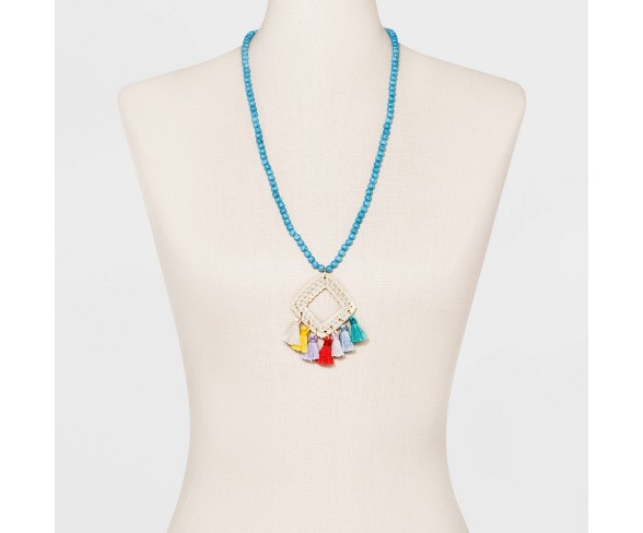 SUGARFIX by BaubleBar Tassels Crochet Pendant Necklace