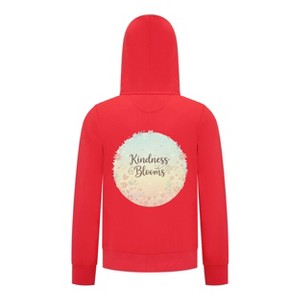 Everyday Kids “Kindness Blooms” Girls Zip Up Hoodie – Pastel Floral Positive Sweatshirt - 1 of 4