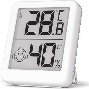 FONTOI Digital Hygrometer Indoor Thermometer, Room Temperature and Humidity Monitor Meter for Baby Room, Greenhouse, White, 1.85"*0.55"*2.17" - 1 of 4