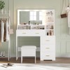 Whizmax Makeup Vanity Desk with Mirror & Lights-3 Lighting Modes, Large Drawers and Three Level Storage & Tiers of Open Shelves for Bedroom - 2 of 4